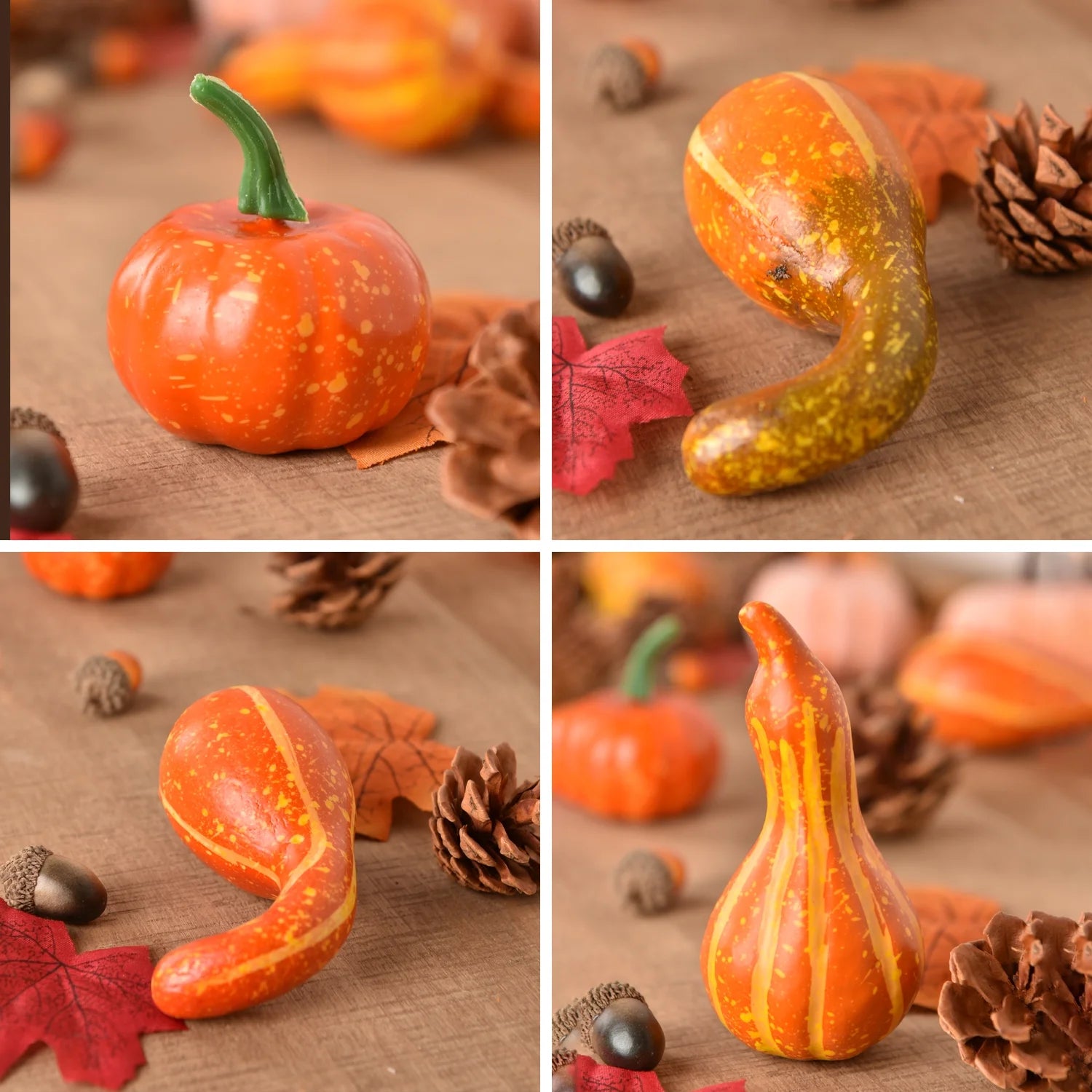 166 Pcs Assorted Artificial Pumpkins Pine Cones Maple Leaves Acorns Set P6094
