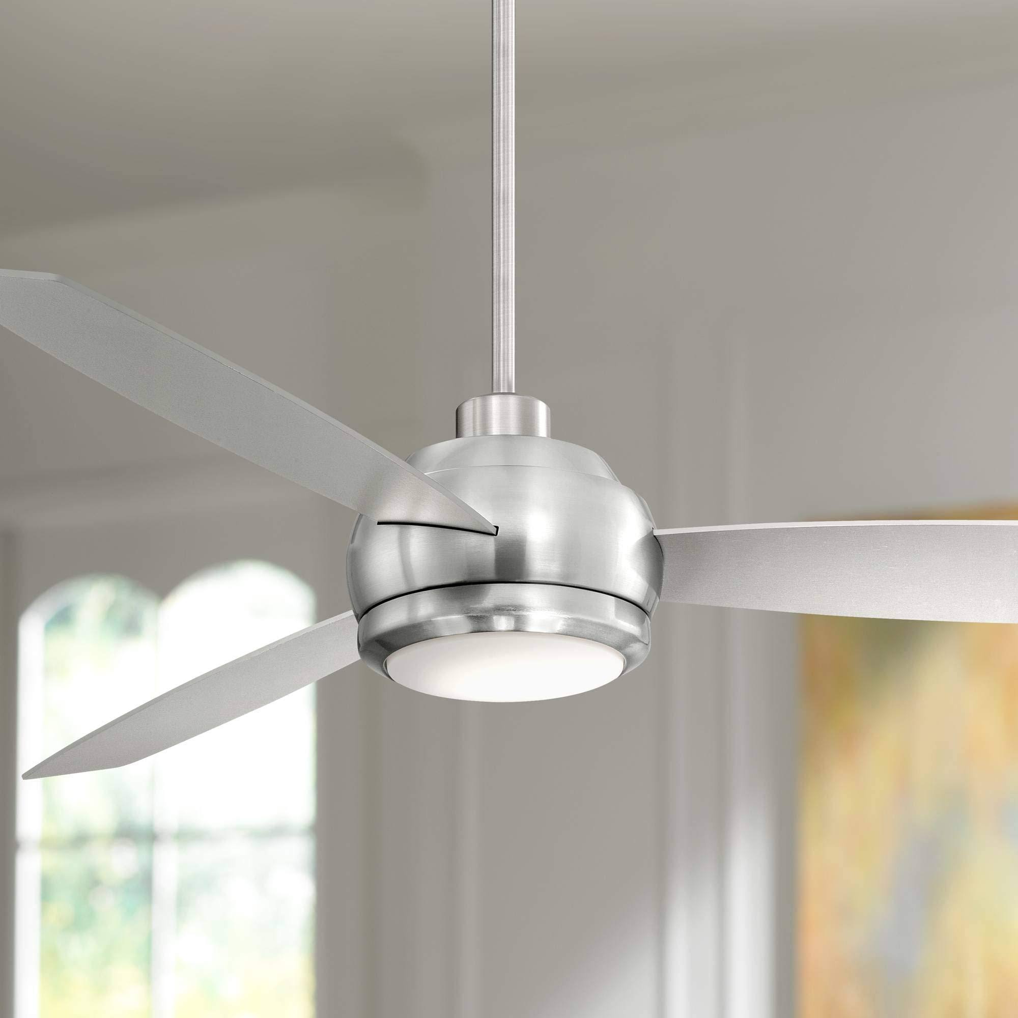Brushed Nickel LED Ceiling Fan with Light Opal Glass I67108