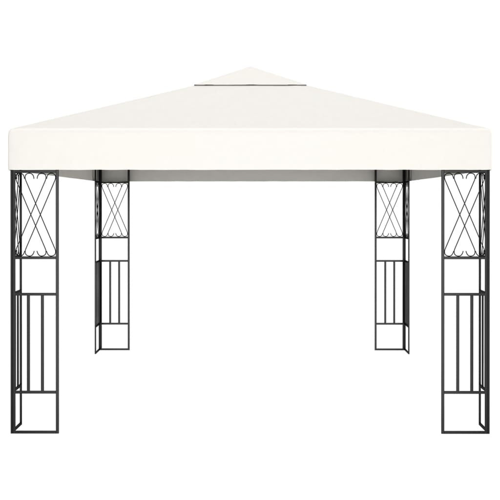 Canopy Tent Sun Shelter with Steel Frame Cream Fabric White Party Bbq Pop- Tent Picnic Patio 13.1' X 9.8' I97334