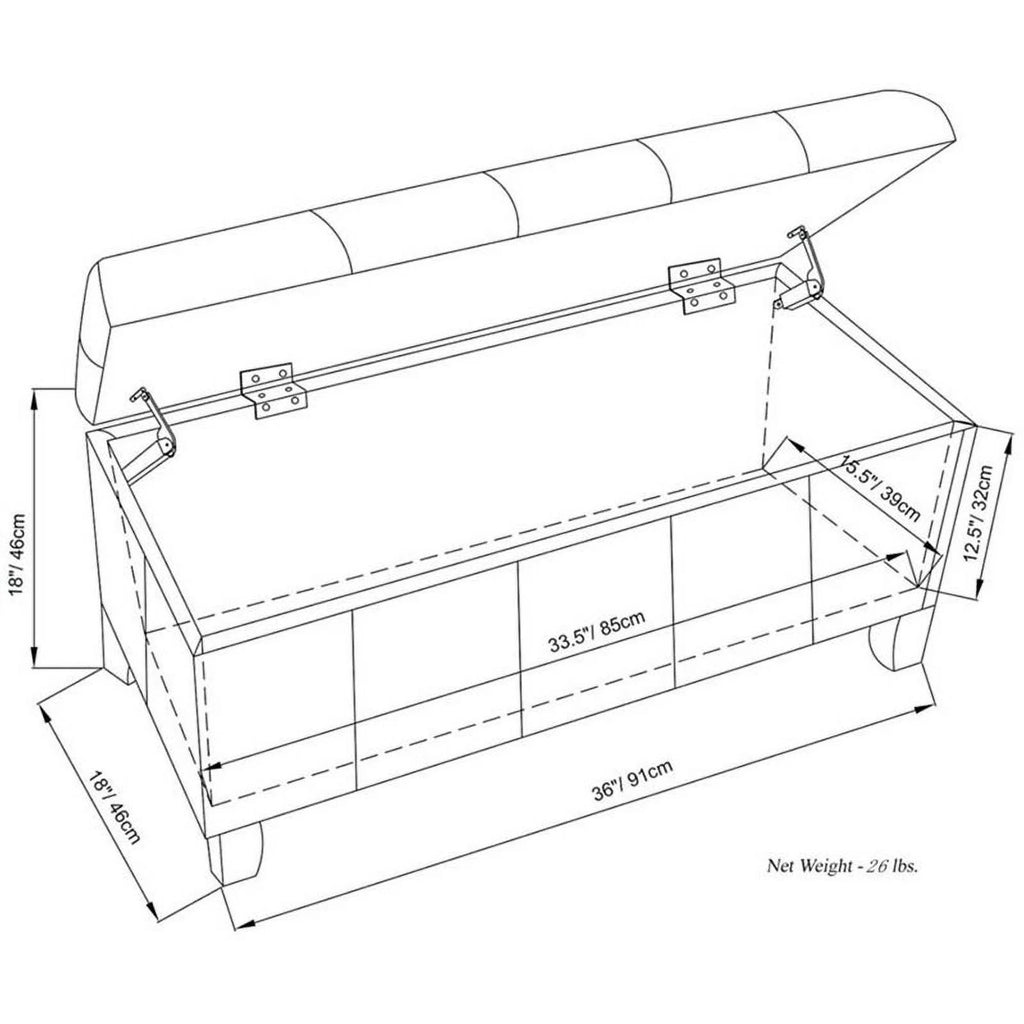 Solid Wood Storage Bench in Cloud Gray D897