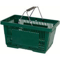 Green Plastic Shopping Basket 28 Liter with Black Plastic Grips Wire Handle I4485