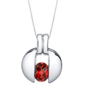 Oval Red Garnet Pendant Necklace in Sterling Silver, 18" P6558