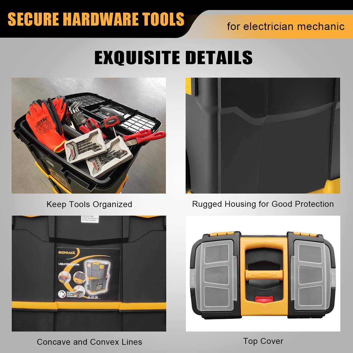 Stackable Rolling Tool Storage Case with Removable Tray F518