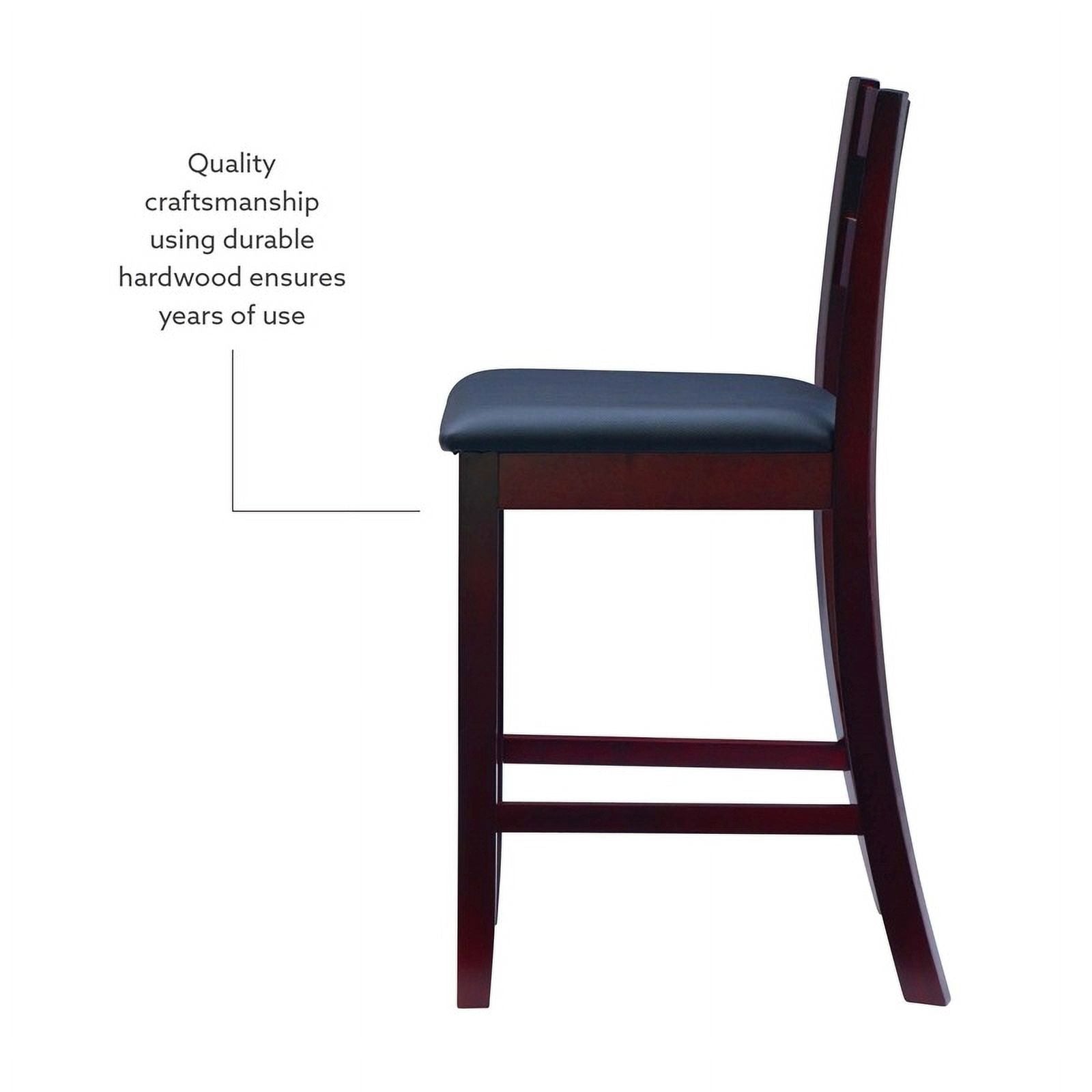 Dark Merlot Wood & Faux Leather Counter Stool O23146
