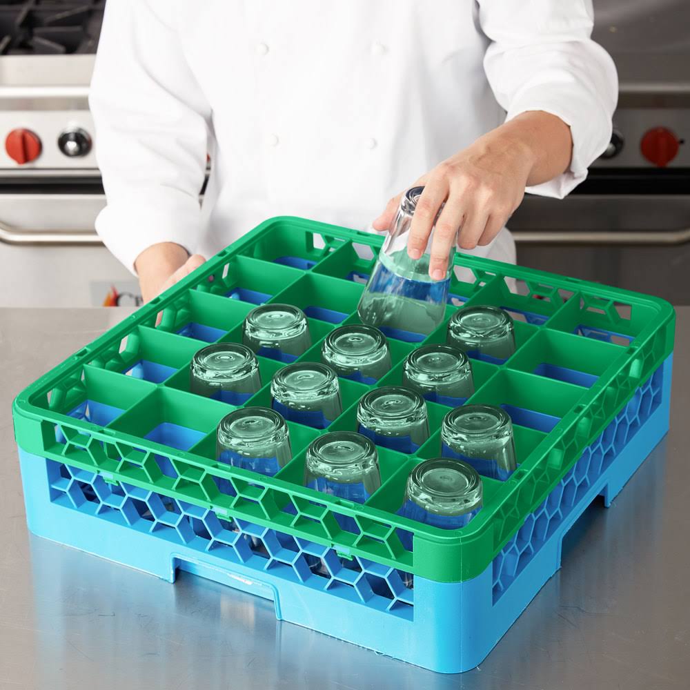 Green Color-Coded Glass Rack with 1 Extender V2291