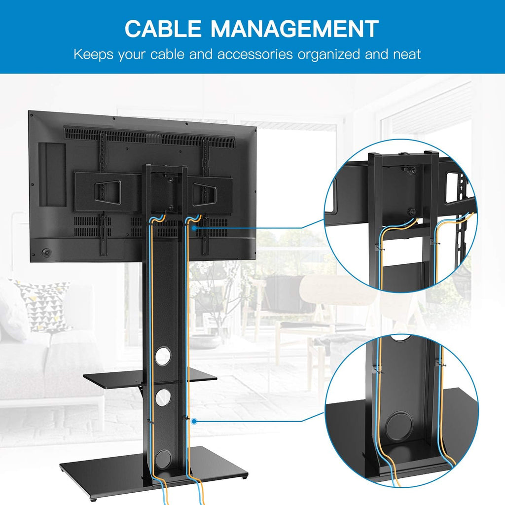 Swivel Floor TV Stand with Shelves for 32-65 inch LCD LED TVs, VESA 600x400mm A420966