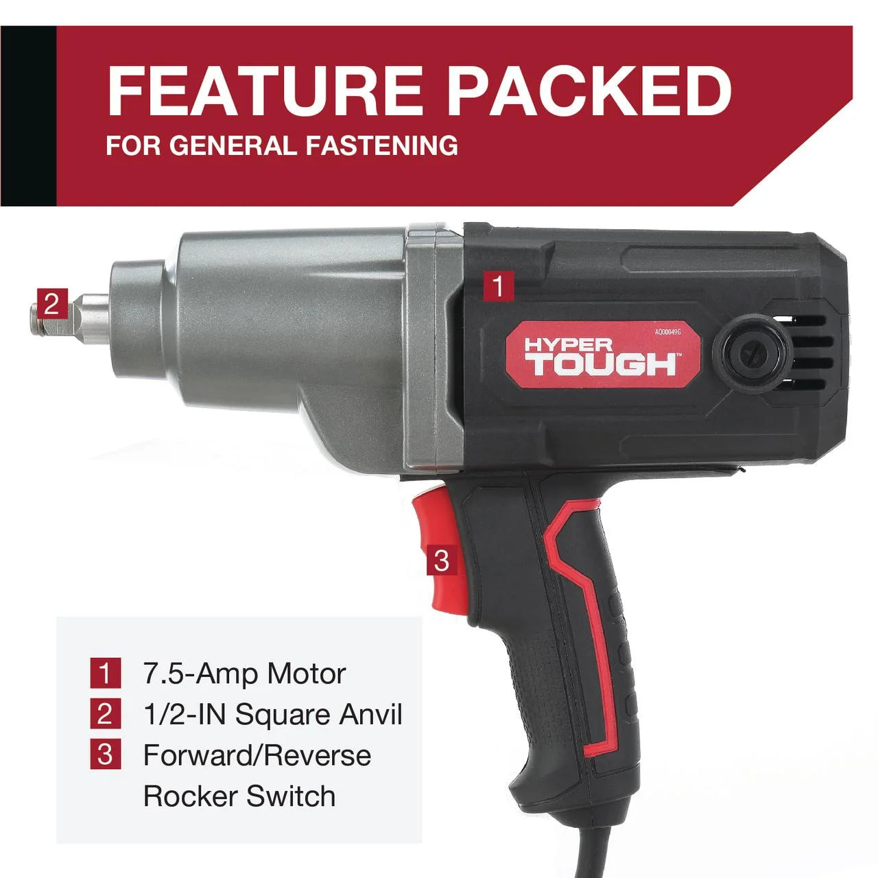 7.5A Corded Impact Wrench with 1/2 inch Anvil U818