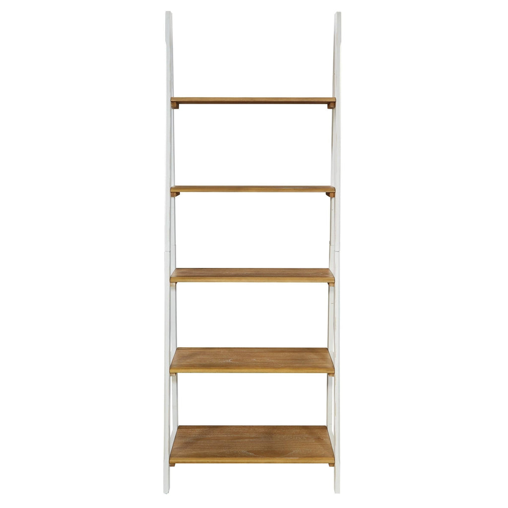 Distressed White Ladder Bookcase R202