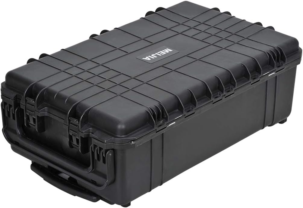 Portable Rolling Waterproof Hard Case with Wheels and Retractable Pull Handle, Black, 31.65inch x 19.37inch x 11.02inch B206545