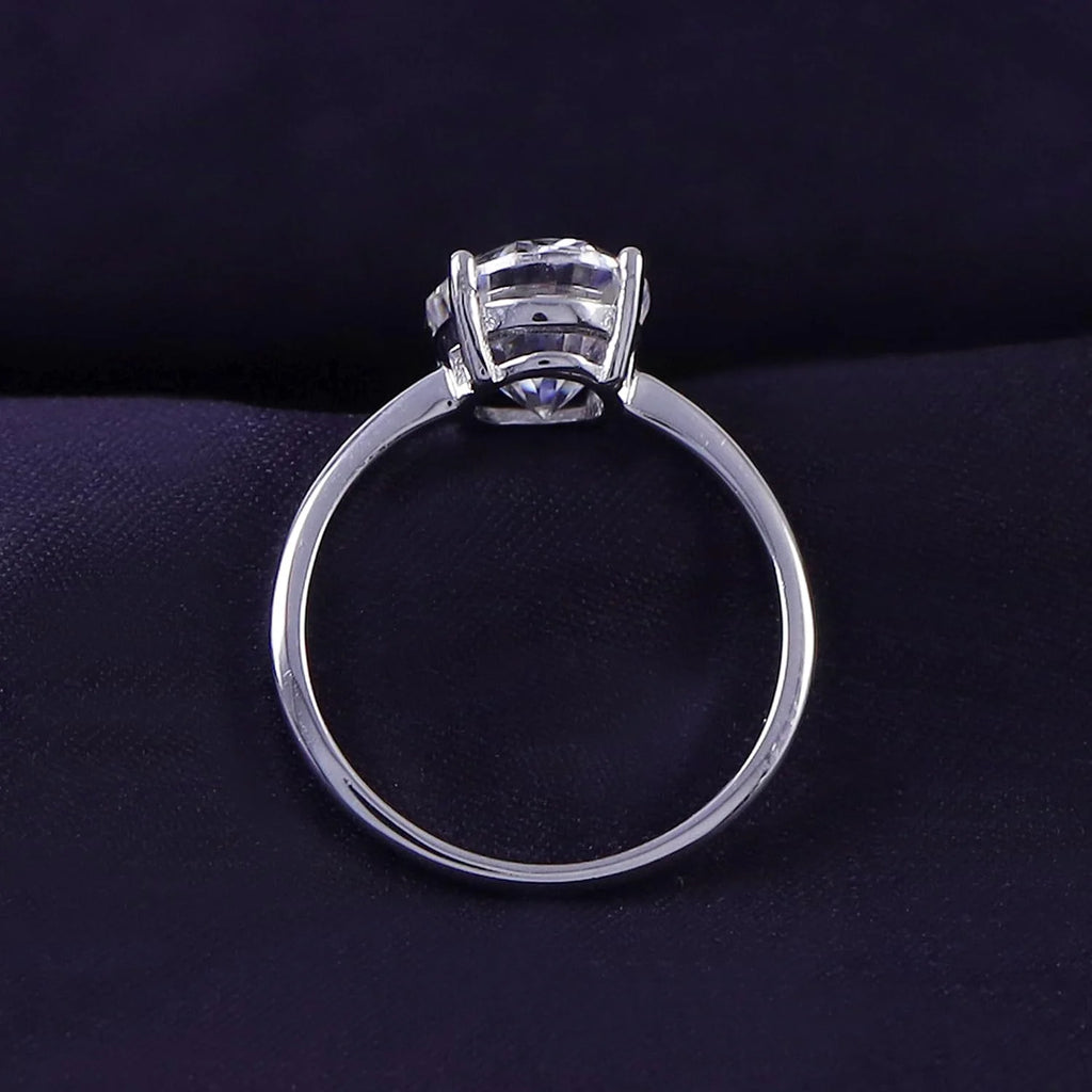 Oval Cut Solitaire Lab Created Moissanite Wedding Ring in 14K White Gold Over Sterling Silver N26206