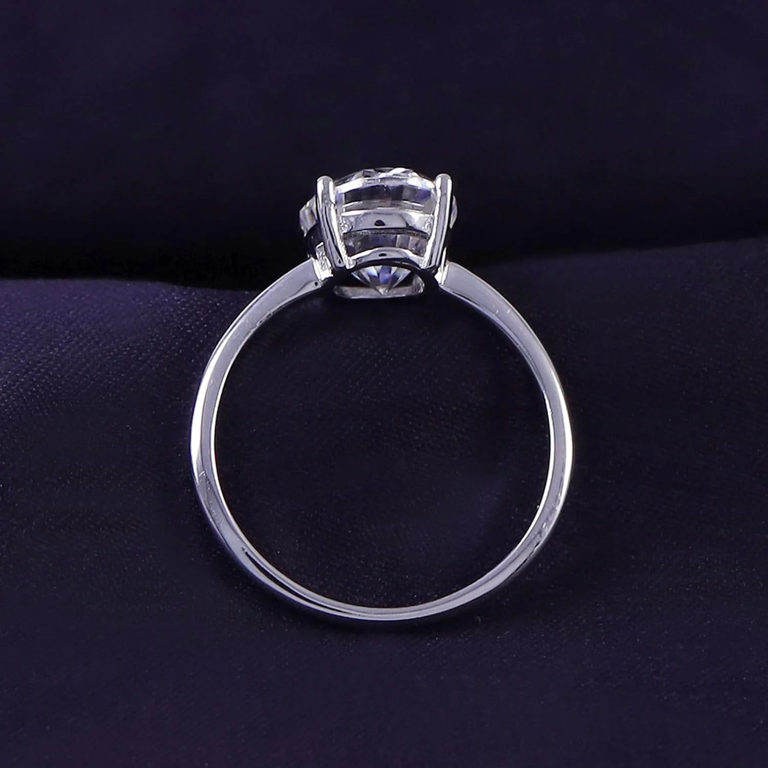 Oval Cut Solitaire Lab Created Moissanite Wedding Ring in 14K White Gold Over Sterling Silver N26206