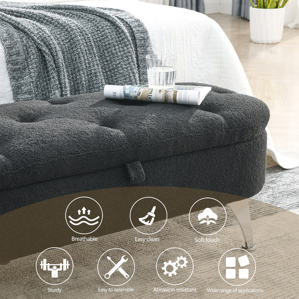 Black Teddy Storage Ottoman Bench S86384