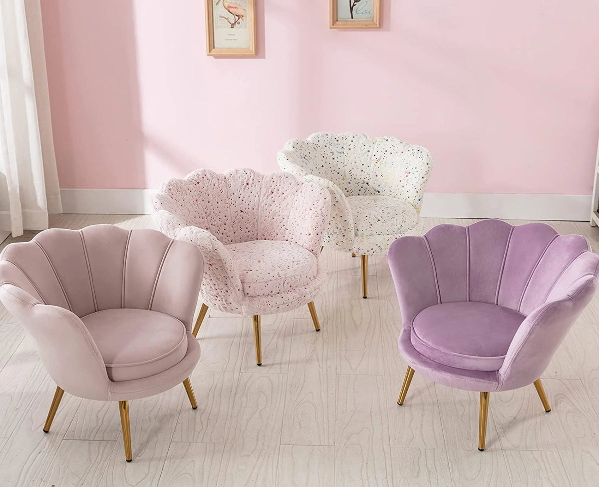 Pink Faux Fur Kids Sofa Chair with Gold Legs H11056