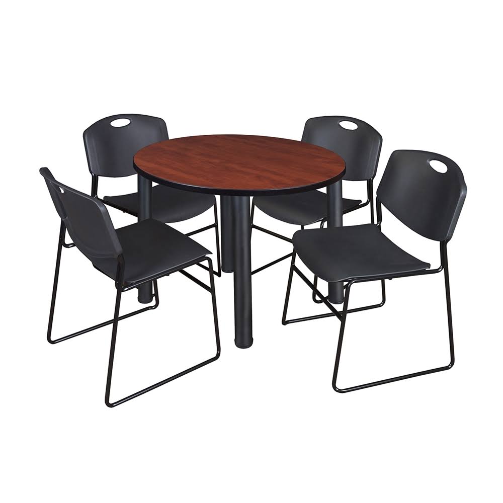 42x22 Round Breakroom Table with 4 Stack Chairs R191613