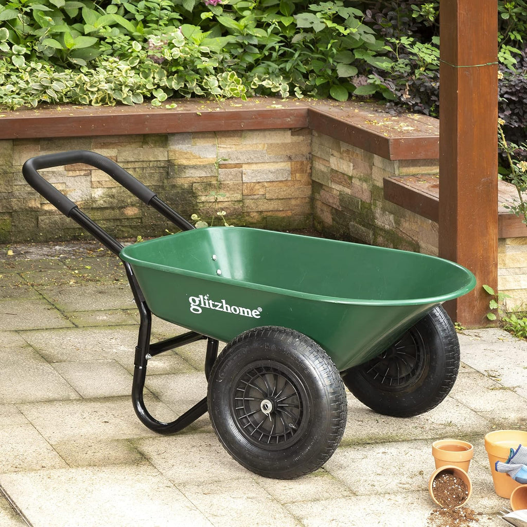 Green Steel Framed Plastic Garden Utility Dump Cart A111