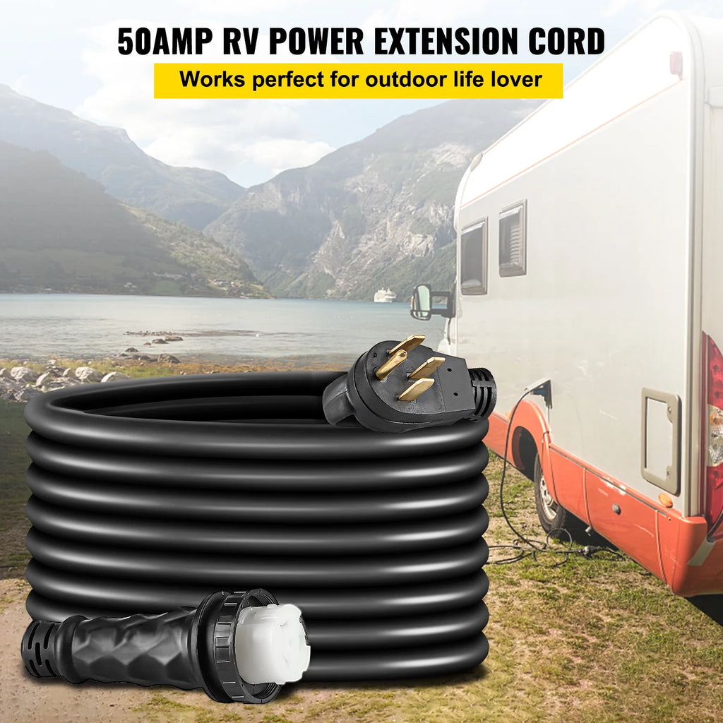 50A 50ft 125V/250V STW 6AWG/3C+8AWG/1C Twist Lock Extension Cord T1177