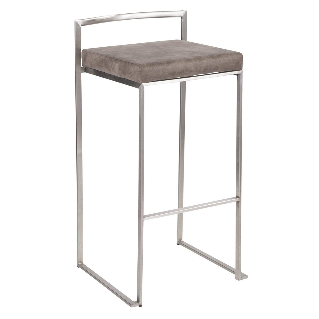 Gold Blue Velvet Stackable Counter Stool Set of 2 X92246