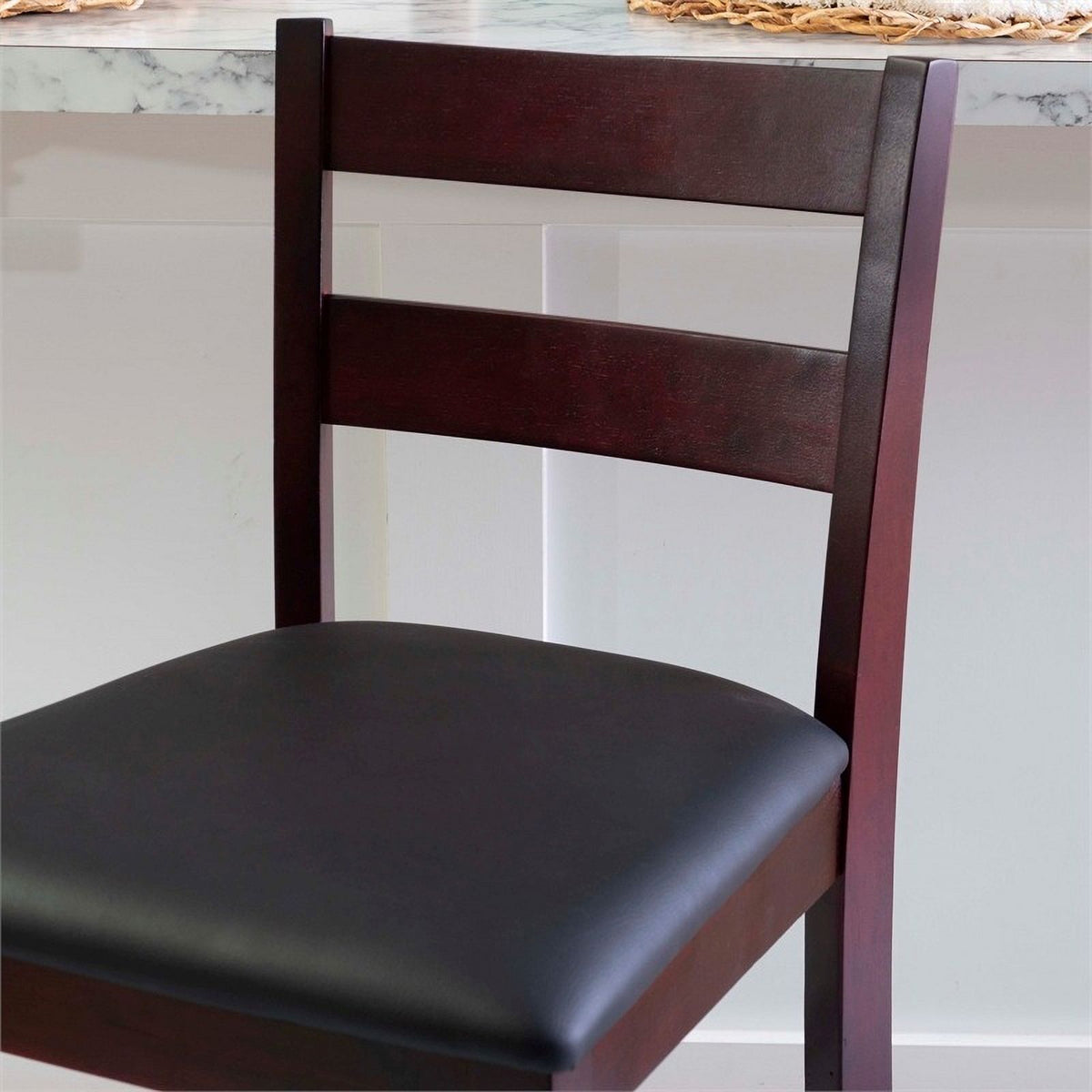 Dark Merlot Wood & Faux Leather Counter Stool O23146