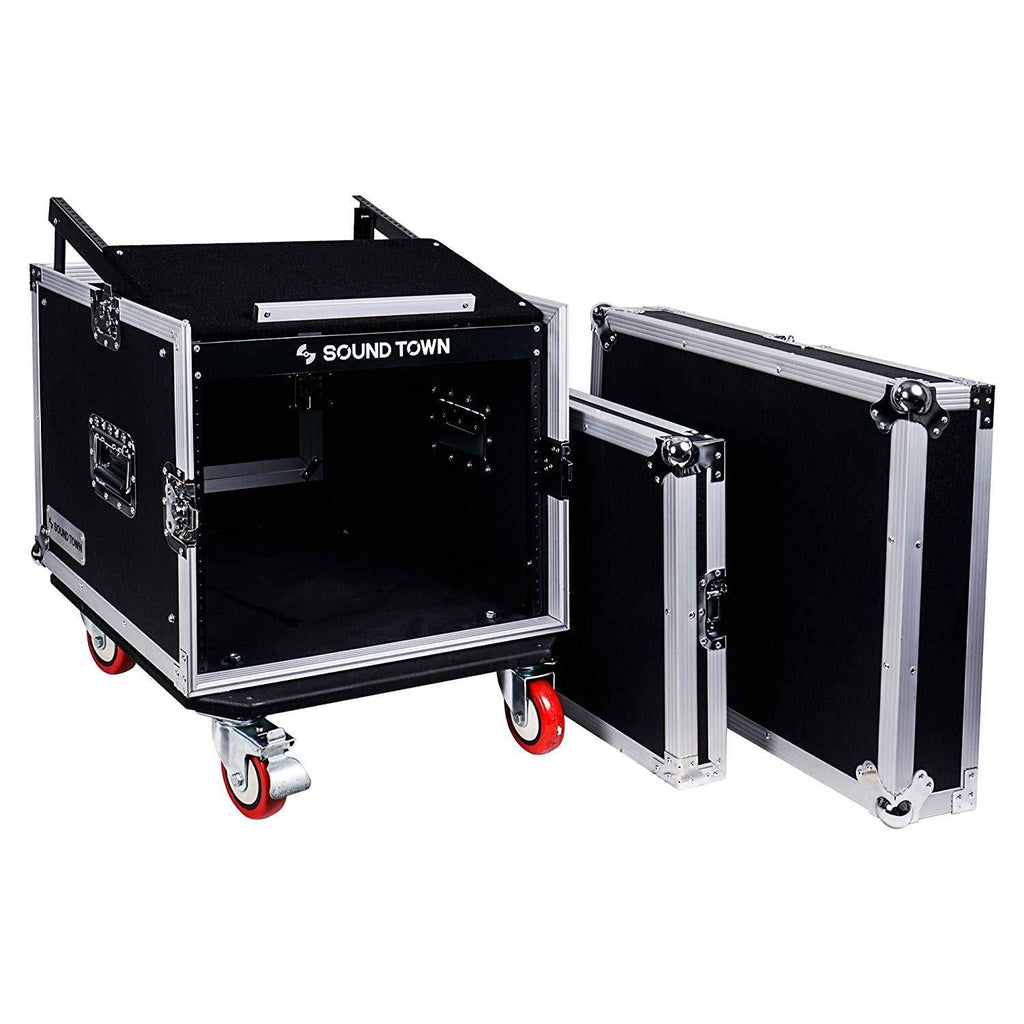 8-Space Pa/dj Rack Road Case with Slant Mixer Top and Casters Y932077