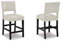 Ivory/Brown Upholstered Barstool K9810
