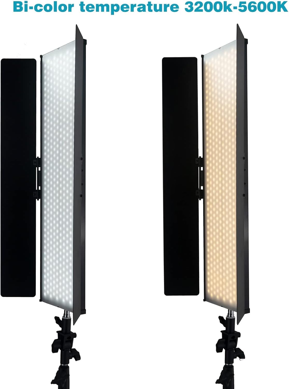 180W Bi-Color 3200-5600K CRI 96+ LED Panel Video Light with Barndoor O6644