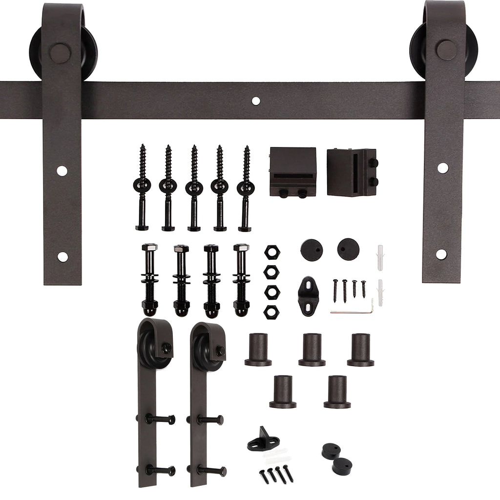 Dark Gray Knotty Pine Wood Barn Door with Hardware Kit T664