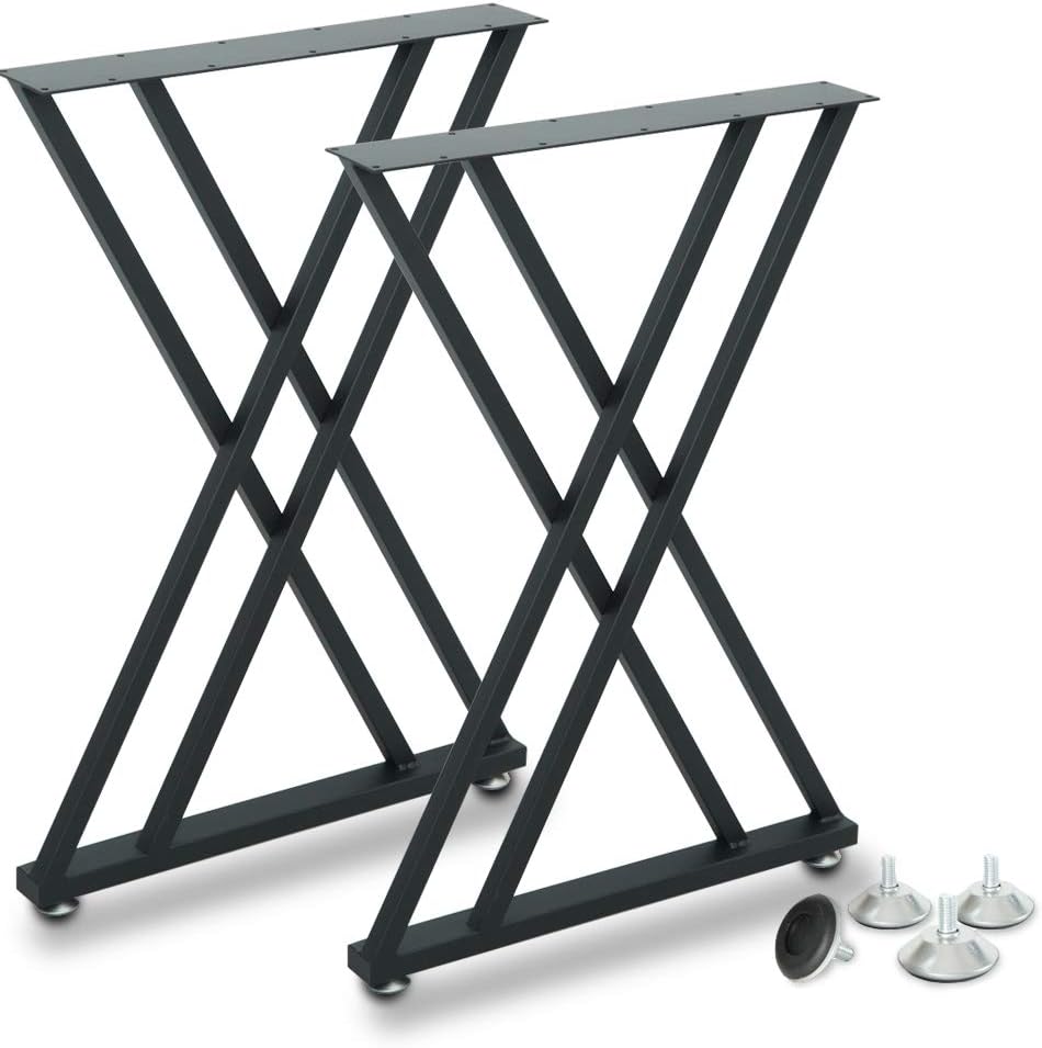 K Shape Black Metal Table Legs 1 Set of 2 pcs I78213