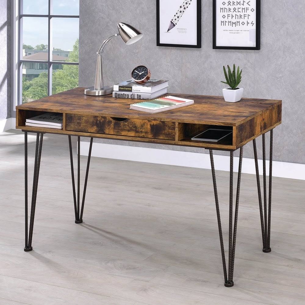 Industrial Antique Nutmeg Dark Bronze Writing Desk U8065