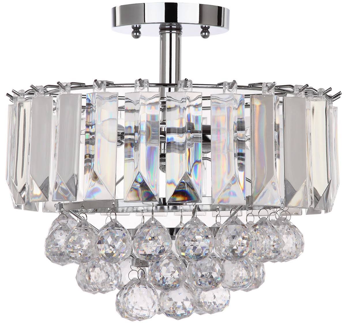 3-Light Chrome Acrylic Flush Mount W2274