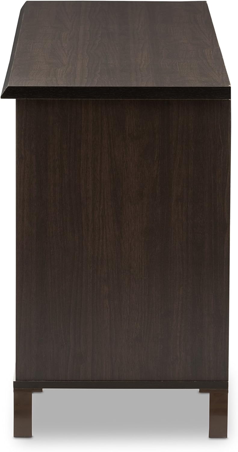 70 Dark Brown Wood TV Cabinet with 2 Sliding Doors and Drawer R488933