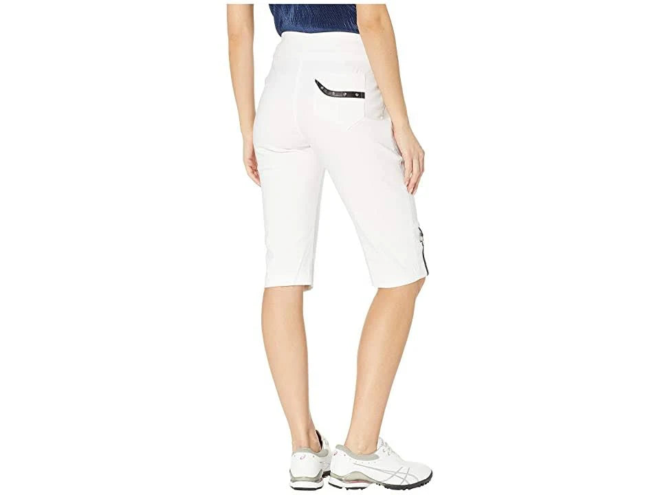 White Pull-On Knee Capris U2244