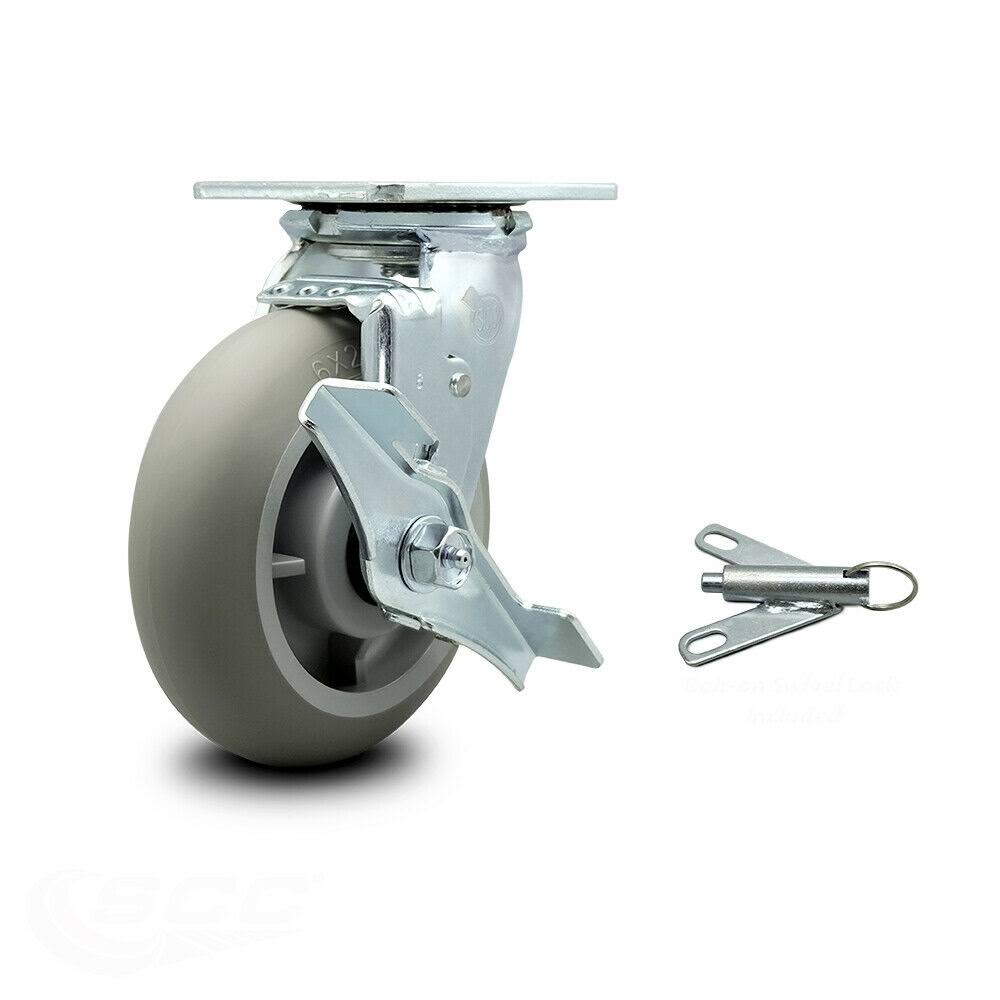 6 inch Thermoplastic Rubber Caster with Ball Bearing and Brake/Swivel Lock I94302