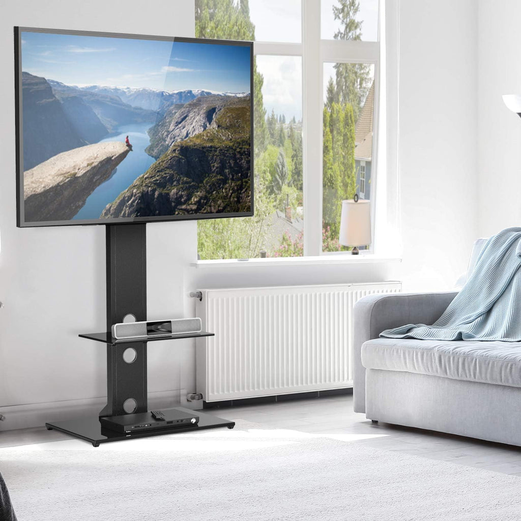 Swivel Floor TV Stand with Shelves for 32-65 inch LCD LED TVs, VESA 600x400mm A420966