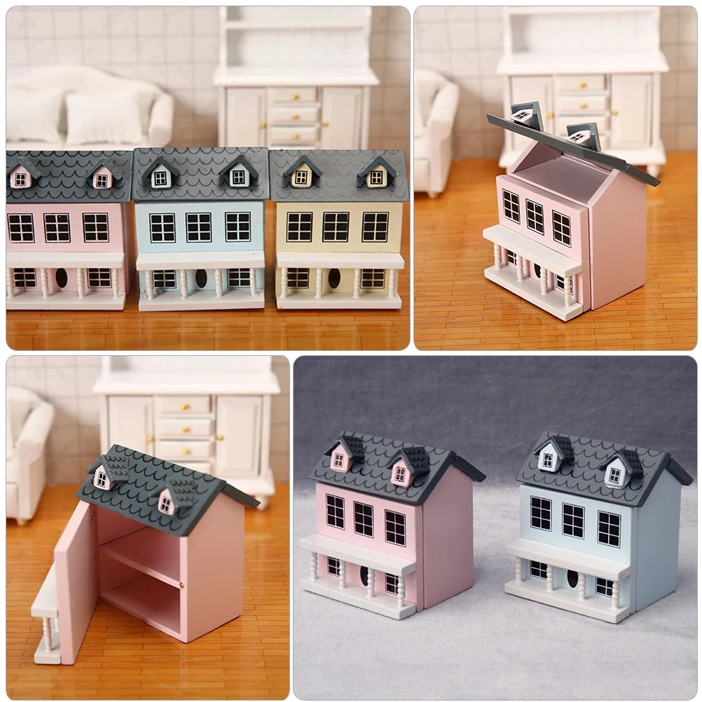 5pcs Wood Miniature House Ornament X244542