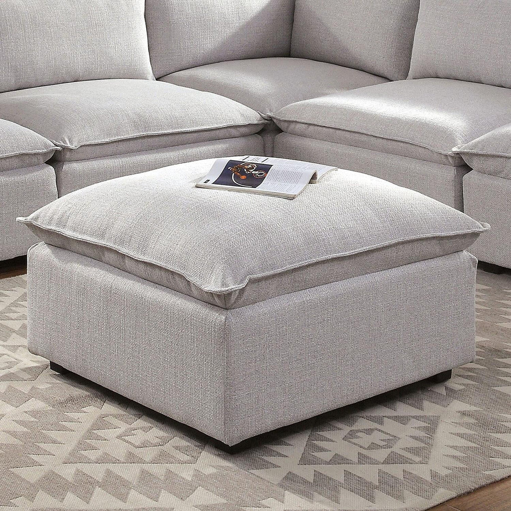 Light Gray Linen-like Fabric Sofa and Ottoman L1749