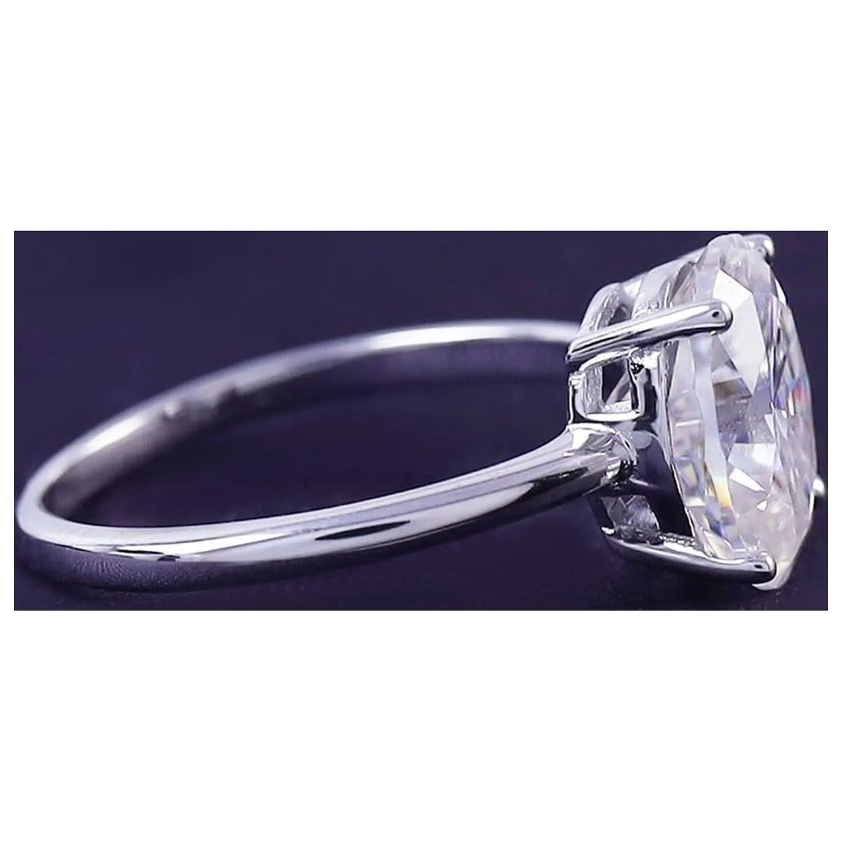 Oval Cut Solitaire Lab Created Moissanite Wedding Ring in 14K White Gold Over Sterling Silver N26206