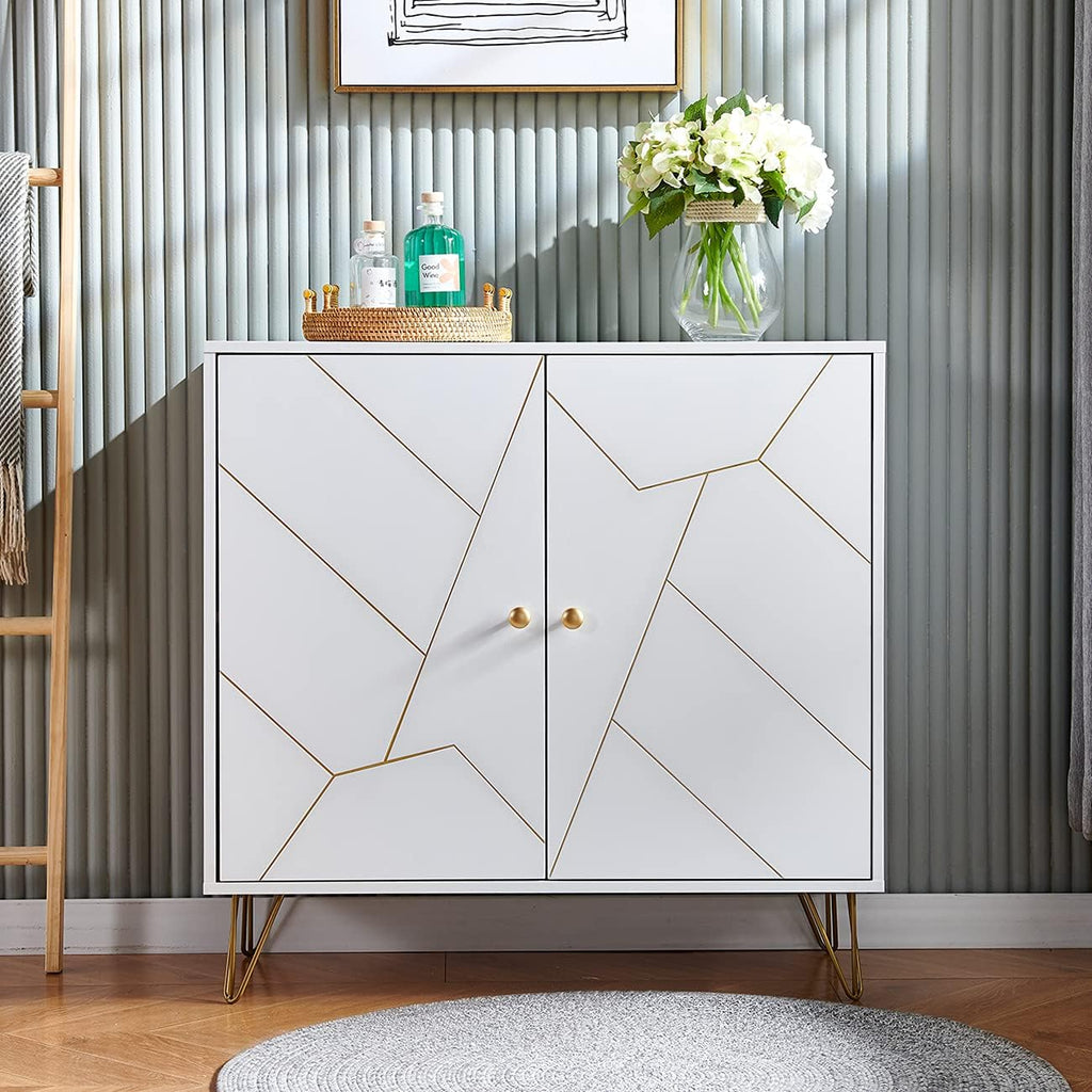 White 1 Door 3 Drawers Kitchen Buffet Storage Cabinet O455167