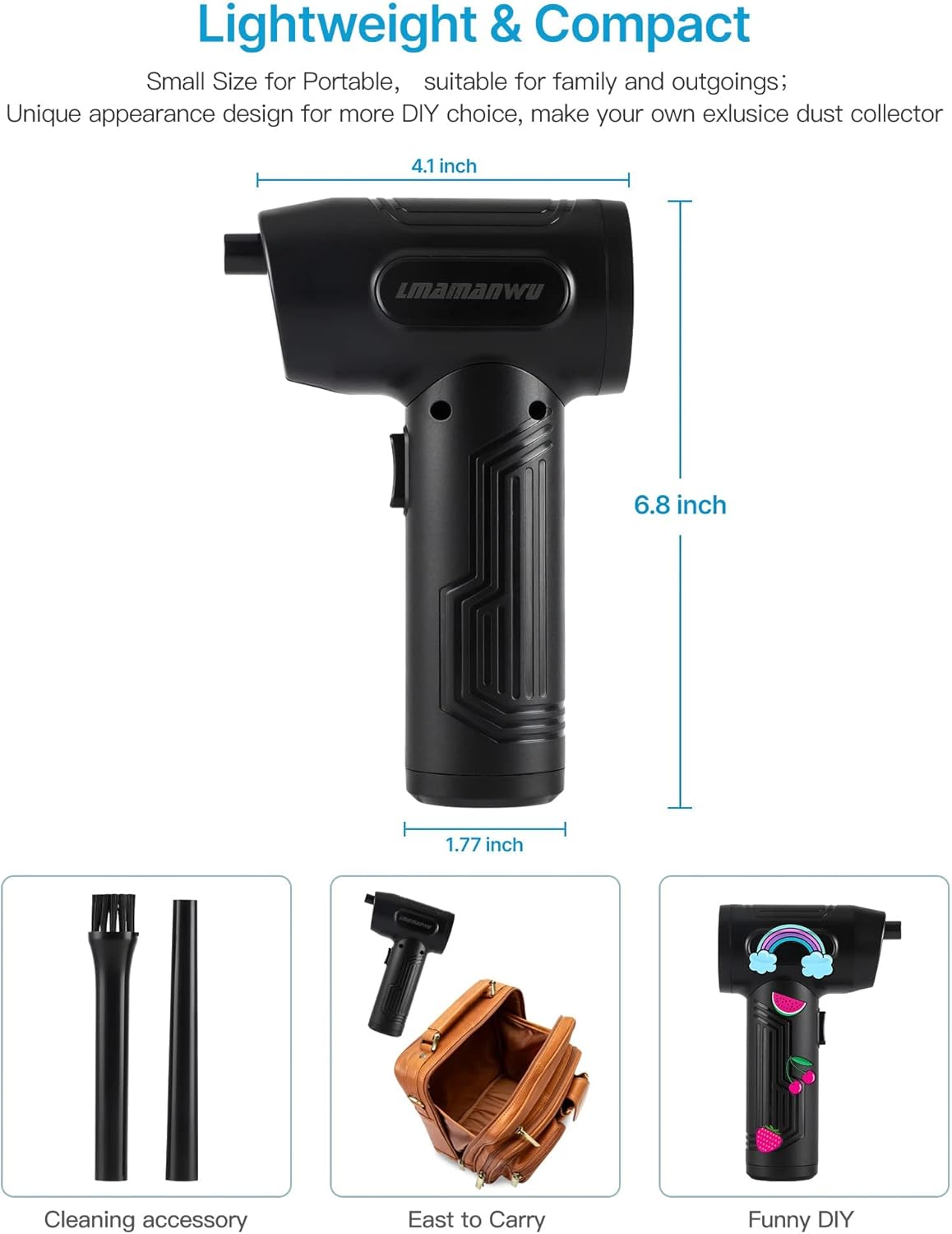 Cordless Air Duster Portable Air Blower with 50000 RPM Rechargeable Battery T6266