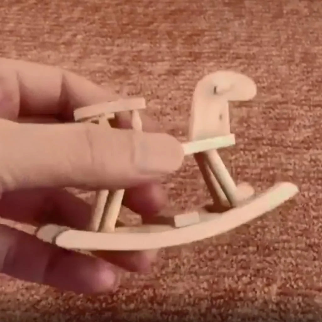 Dollhouse Unpainted Wooden Cockhorse Toy Furniture Model K37455
