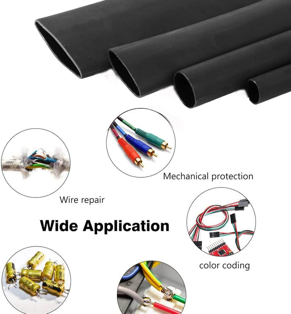 4:1 Dual Wall Adhesive Heat Shrink Tubing Black (1"- 30 Feet) Pack of 2 S239