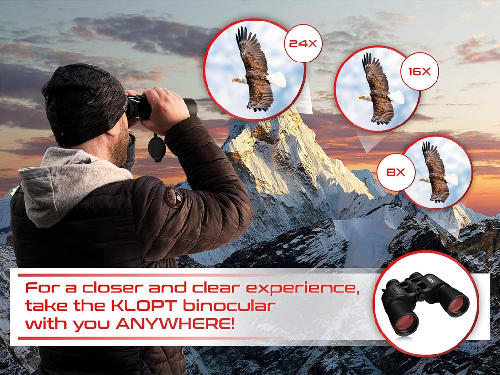 Zoom Binoculars 8x-24x50mm BAK4 Prism Porro Prism FMC Lens Binoculars with Carrying Case T81756