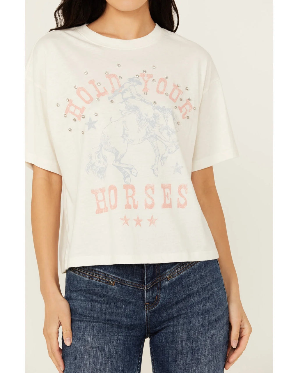 Rhinestone Graphic Tee White Medium E93704
