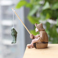 Miniature Resin Fishing Old Man Statue Aquarium Ornament X399212