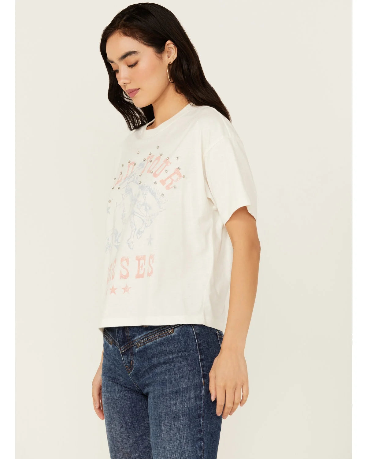 Rhinestone Graphic Tee White Medium E93704