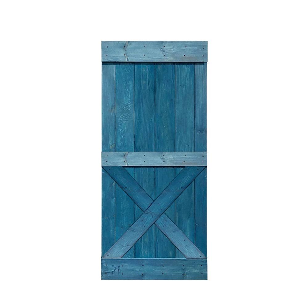 Weather Gray Stained Solid Knotty Pine Wood Interior Sliding Barn Door Slab B374724
