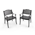 Cast Aluminum Patio Dining Chairs Armchair Set of 2 U861399