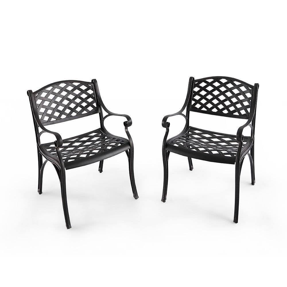 Cast Aluminum Patio Dining Chairs Armchair Set of 2 U861399