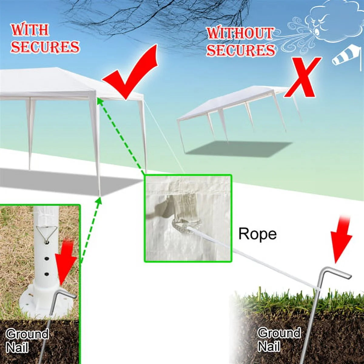 10x30ft White Canopy Tent with 7 Removable Sidewalls R819