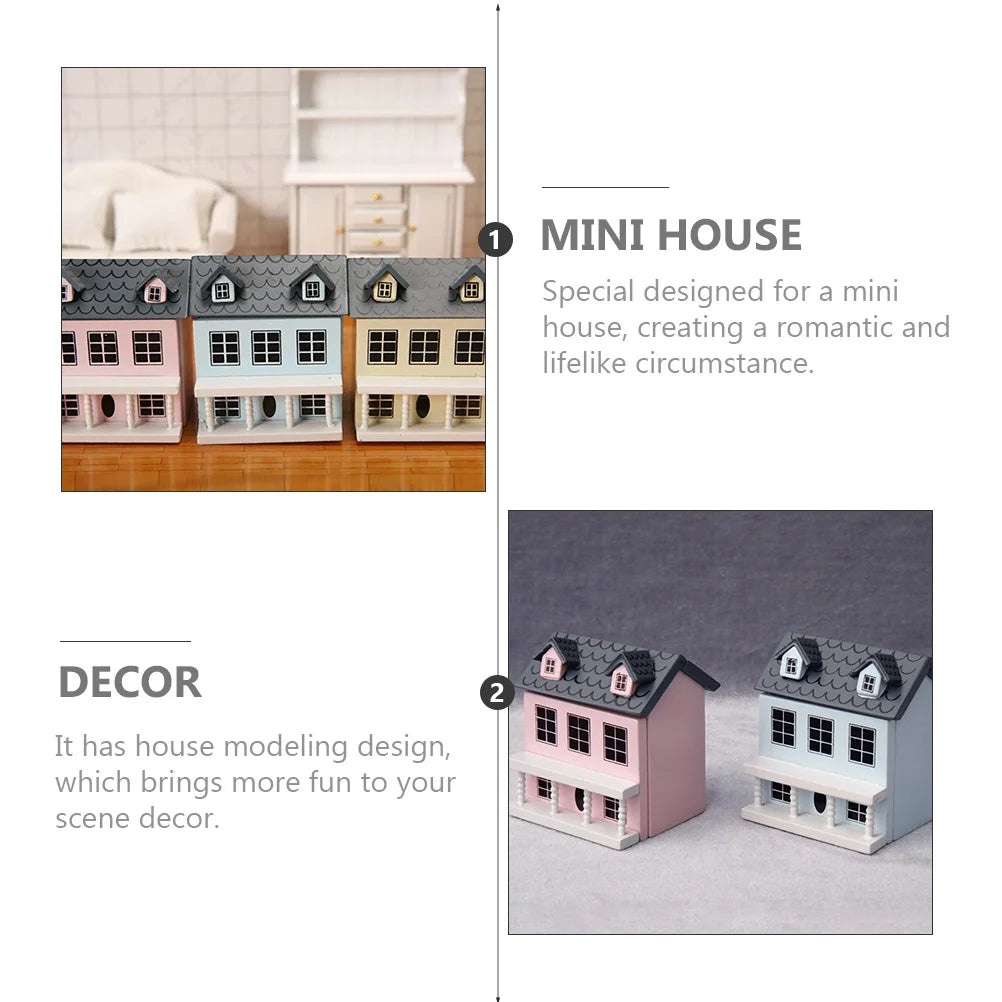 5pcs Wood Miniature House Ornament X244542