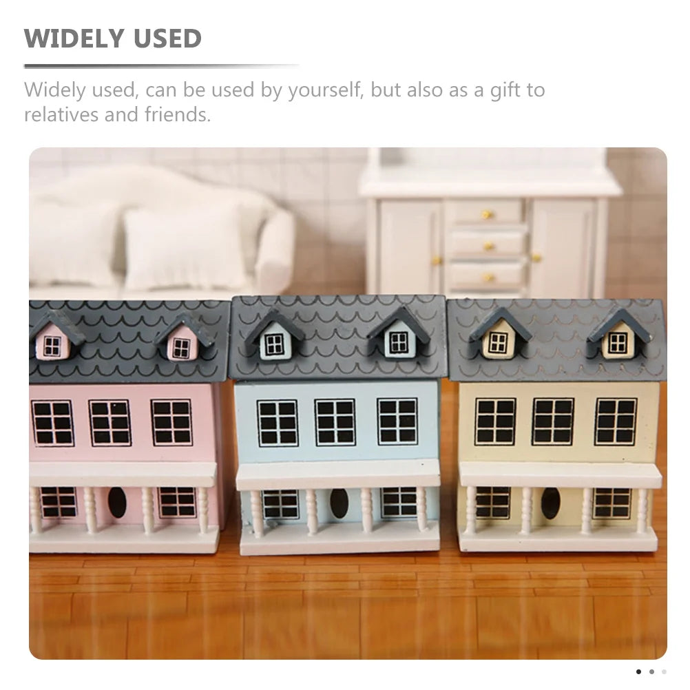 5pcs Wood Miniature House Ornament X244542